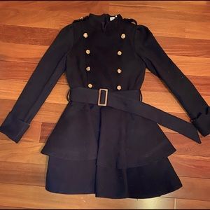 Black Military-Style Coat Dress